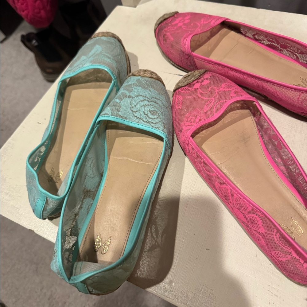 Victoria's Secret Lace Espadrilles - Pink and Blue